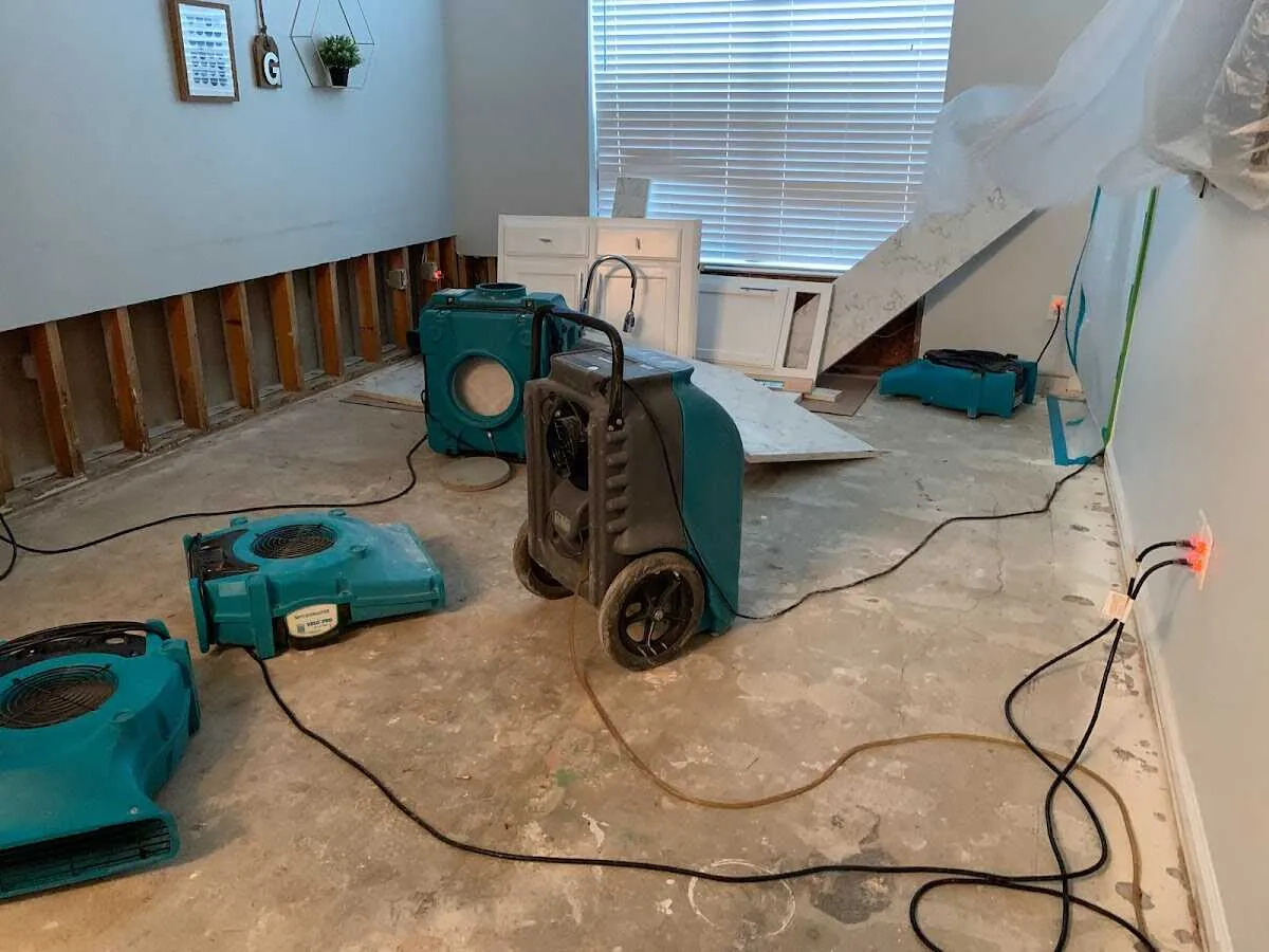 Dehumidifier in flood-cut room for Water Extraction & Removal in Highland Village